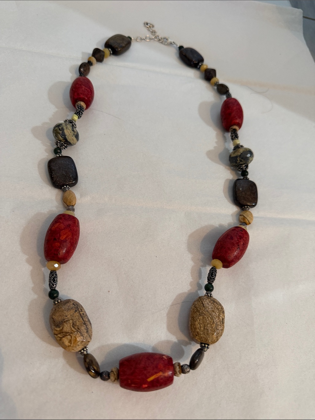 Nwot Studio Barse Red Sponge Coral, Jasper & 925 Silver Statement Necklace